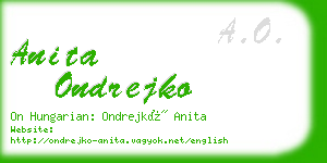 anita ondrejko business card